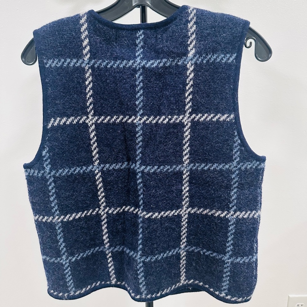 Crystal-Kobe Blue Plaid Vest 100% Wool - Picture 7 of 7